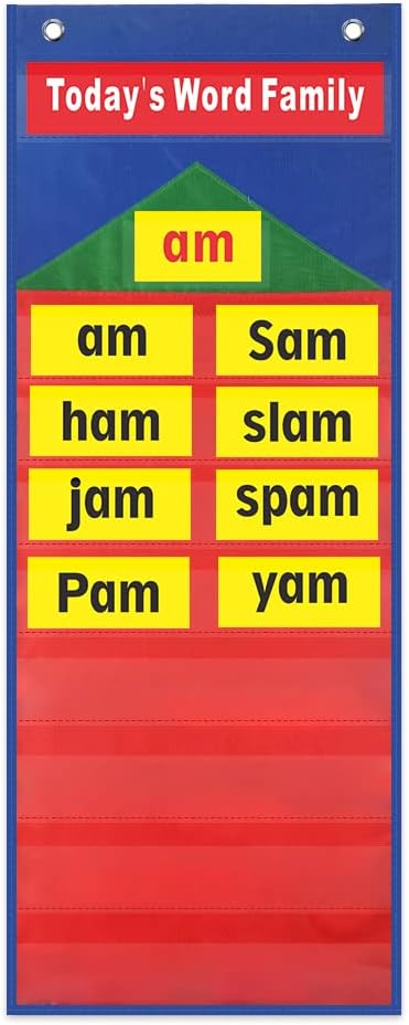Word Families Pocket Chart,Pocket Chart with Word Families Cards,Phonics and Rhyming,CVC Word Sorting,Reading Skills for Preschool and Kindergarten