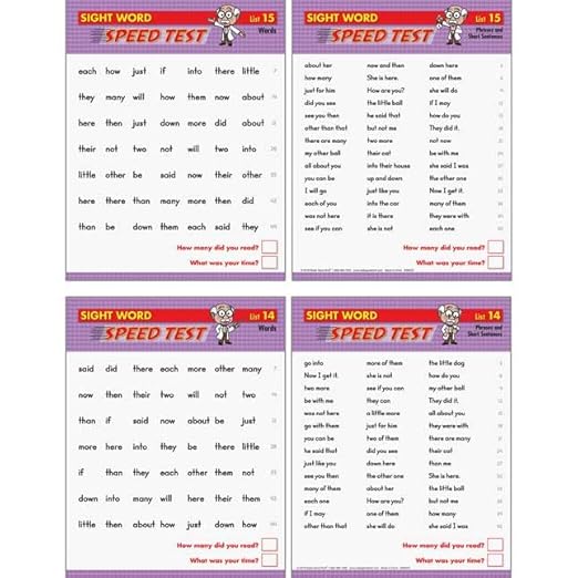 Really Good Stuff Sight Word Fluency Drills and Assessment Kit - 25 Cards