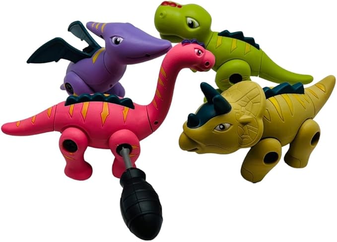 TEDCO Take Apart and Rebuild 4pc Dinosaur Set Rebuild-a-Saurus Push and Pull Dino Toys for Kids