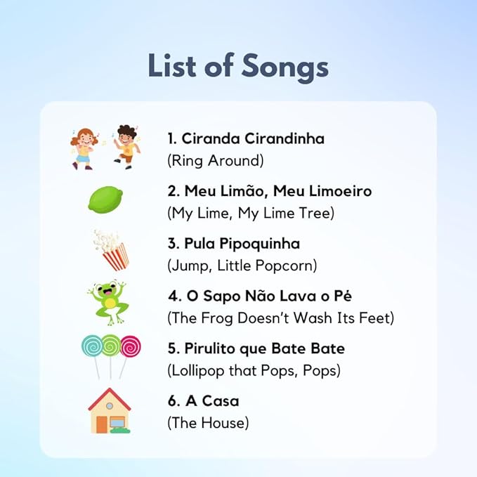 I Love To Sing In Portuguese: Brazilian Nursery Rhymes for Toddlers 1-3, Interactive Songbook, Portuguese Baby Books