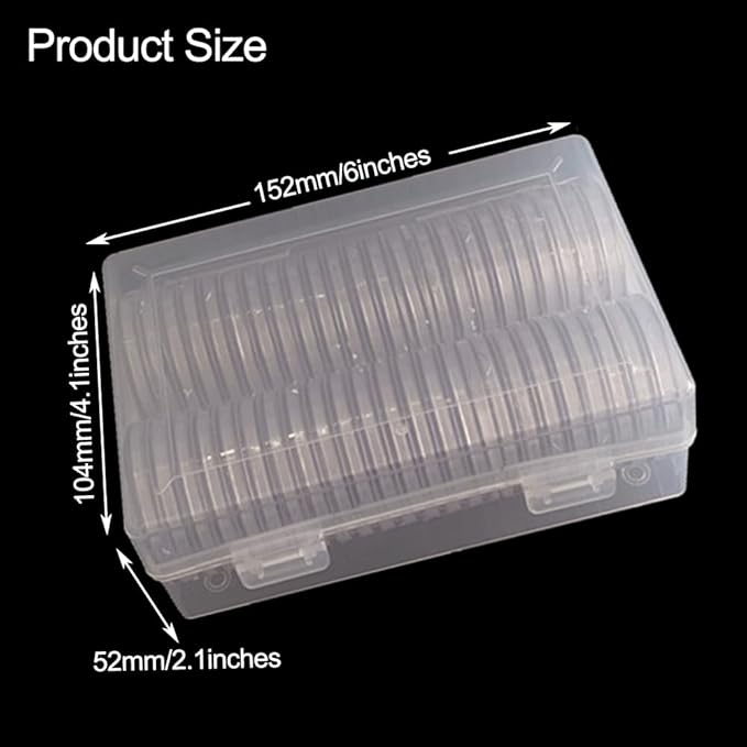 40.6mm Silver Dollar Coin Holder,Silver Eagles Coin Capsules for Collectors with Clear Plastic Storage Organizer Box for Coin Collection Supplies (50)
