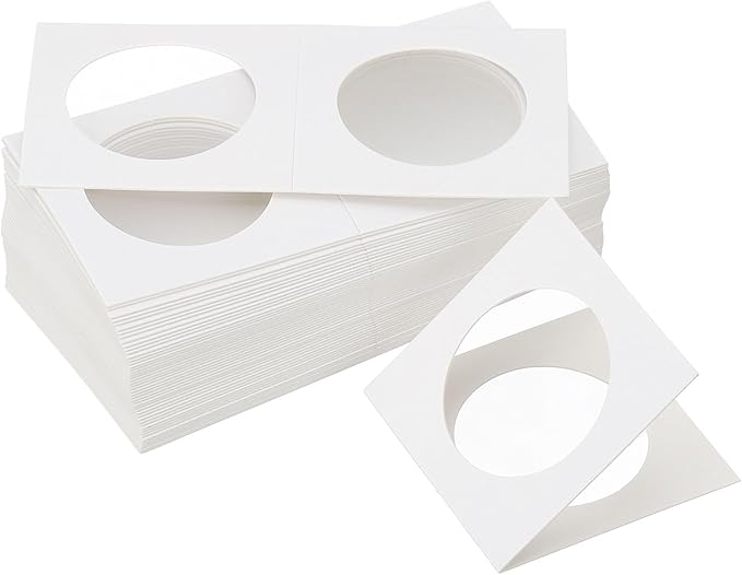 PATIKIL 2x2 Coin Flips, 350 Pack 35mm Cardboard Coin Holder Paper Coin Holders for Coin Collection Supplies Collector, White