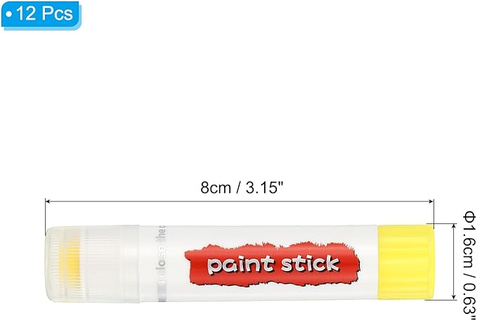 PATIKIL Tempera Paint Sticks, 12 Pcs Solid Tempera Paints Sticks Washable Bulk Markers Pen Quick Drying for Artists Beginners Art Supplies, Lemon Yellow