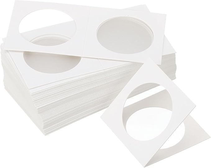 PATIKIL 2x2 Coin Flips, 350 Pack 37mm Cardboard Coin Holder Paper Coin Holders for Coin Collection Supplies Collector, White