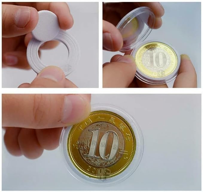 50pcs Coins Capsules for 18/21/25/27/30mm Coins w/Wood Display Storage Box Case
