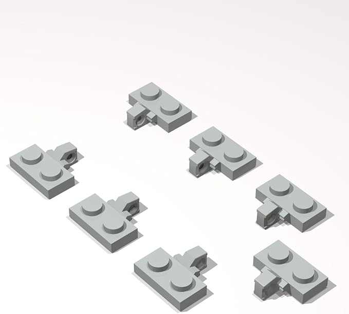 Classic Building Hinge Plate Bulk, 1x2 Locking with 1 Finger on Side with Groove 200 Piece, Compatible with Lego Parts and Pieces: (Color:Light Gray)