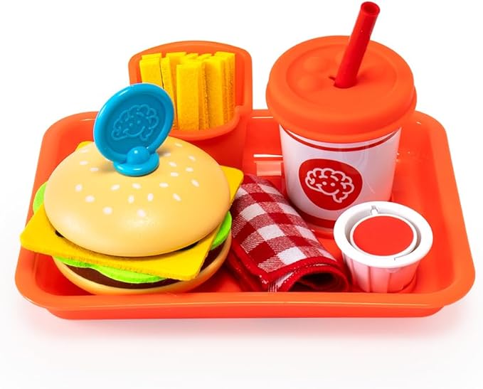 Fat Brain Toys Pretendables Burger & Fries - Imaginative Play Food Set for Ages 3 to 7