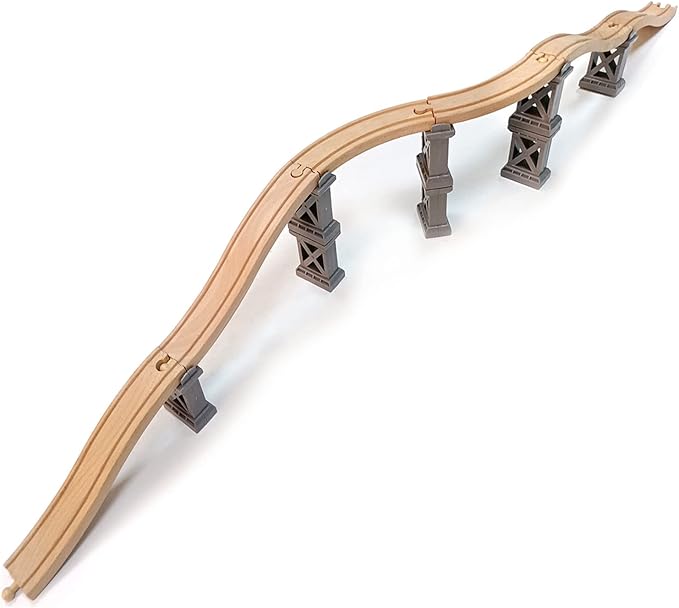 Wooden Train Bridges, Viaduct Bridge, Wooden Train Track Accessories, Wood Train Tracks, Train Tracks Compatible with All Major Brands, Wood Toys for Girls & Boys