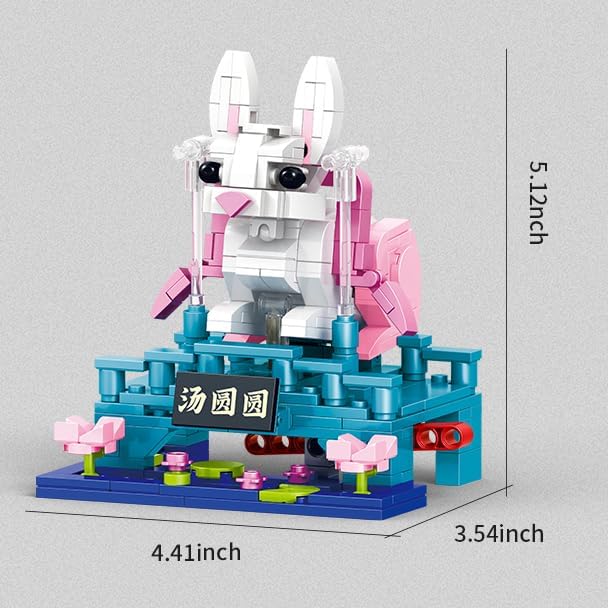 Chinese Style Fashion Building Block Set Chinese Traditional Elements Home furnishings Children's Educational Toys Gifts Suitable for Children Over 6 Years Old Boys and Girls (Jade Rabbit)