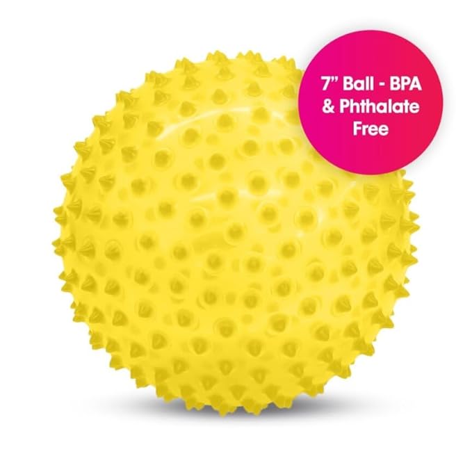 Edushape Original Sensory Ball - 7" Deflated Yellow Color Baby Ball Enhances Gross Motor Skills for Kids 6 Months & Up