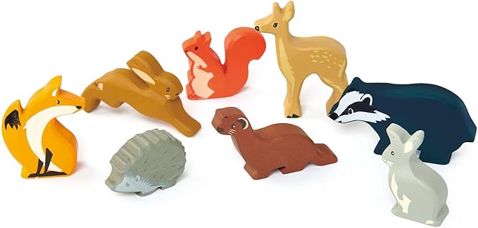 Tender Leaf Toys Woodland Animals – 8 Wooden Forest Animals with a Display Shelf -Classic Toy for Pretend Play – Develops Social, Creative & Imaginative Skills – Learning Role Play – Ages 3+ Years