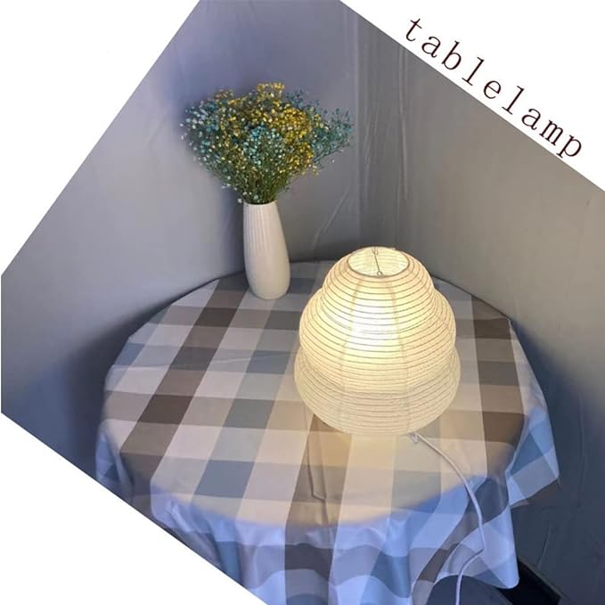 Bedside Table Lamp Paper Standing Lamp Room Decoration Festival Lantern Light Nightstand Desk Lamp Bedroom Dresser Living Kids Room College Dorm Coffee (White, 10.24"x9.06"x9.06")