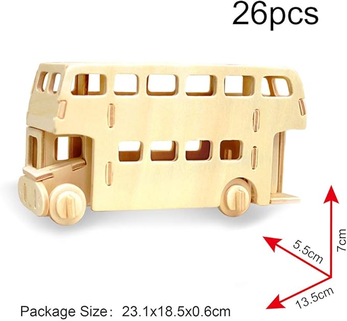 Georgie Porgy 3D Wooden Puzzles for Kids Toys Construction Woodcraft Kits DIY Model Puzzle Kits Birthday Gifts Pack of 3 (Seaplane Sports Cars London Bus)