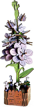 3D Wooden Puzzles for Kids DIY Wooden Flower Building Block Set Craft for Children Adults to Build Valentine's Day/Mother's Day/Teacher's Day/Birthday Gifts (Violet)