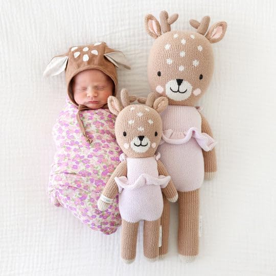 cuddle + kind Violet The Fawn Regular 20" Hand-Knit Doll – 1 Doll = 10 Meals, Fair Trade, Heirloom Quality, Handcrafted in Peru, 100% Cotton Yarn