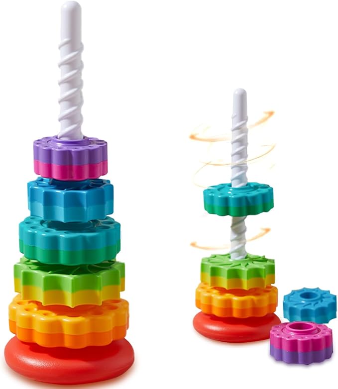 Rainbow Spinning Toy, Stacking Toy for Toddlers 1-3, Educational Montessori, Developmental Baby & Toddler, Autism Sensory, Gifts for One Year Old Girl Boy