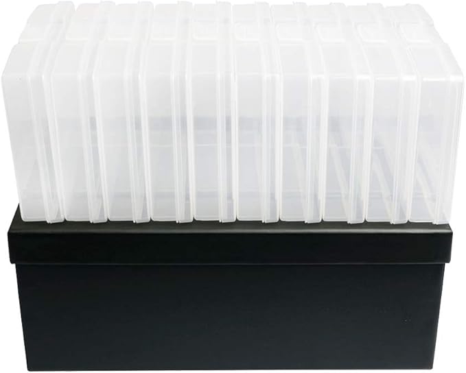novelinks Photo Case 4" x 6" Photo Storage Box - 10 Inner Picture Storage Container (Black, 1 Pack)