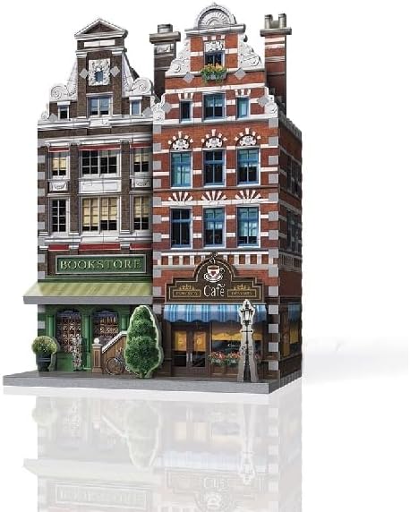 Wrebbit3D Café 3D Puzzle | Urbania Collection | 285 Jigsaw Puzzle Pieces | Charming and Unique Streetscape of a Small Town