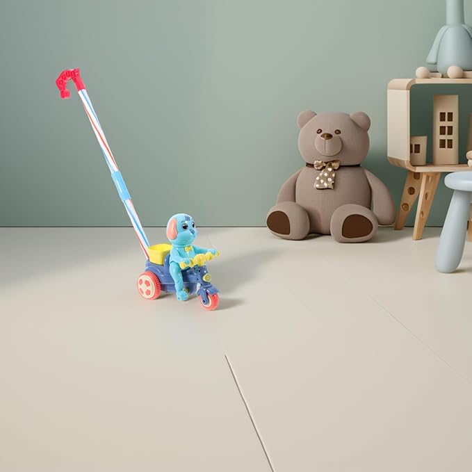 Toyvian Plastic Baby Push Toy Toddler Pull with Handle Basket Pull Along Music Puppy Push and Walking Baby Walk Behind for Infant Learning Walker 19.6 Inch