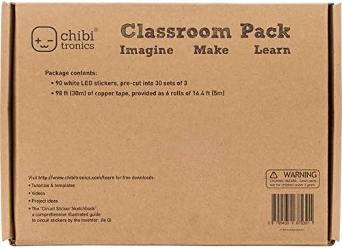 Chibitronics Classroom Pack of 90 White LED Stickers - Full Stem/Steam kit - for Educators in The Classroom - Paper Circuits - Peel and Stick Circuits