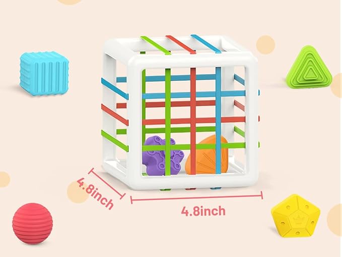 MINGKIDS Montessori Toys for 1 Year Old, 6 Pc Multi Sensory Shape, Toddler Developmental Learning Birthday Gifts, Baby Toys 12 Month