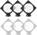 6 Pcs 3D Floating Display Case Frame Display Holder Stands Inner Round Transparent PE Film Storage Box for Jewelry Challenge Coin Medal Antique 3.5 x 3.5 x 0.8 Inches Black and White