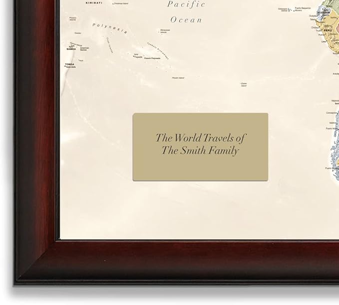 Map Your Travels Deluxe Push Pin World Map | Premium Wood Frame | Personalized Gift Map | Handmade in Minnesota | 33" x 21"