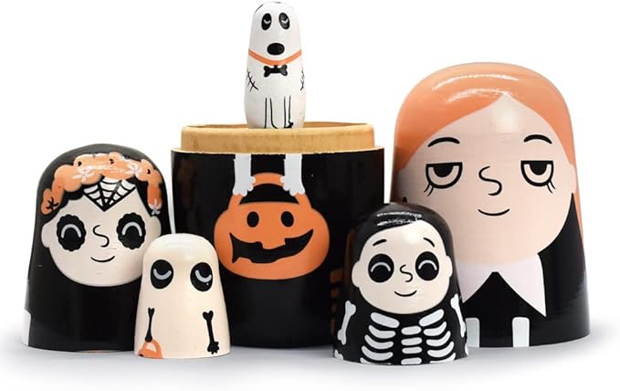 Nesting Dolls Wooden Russian Skull Matryoshka Dolls Gift for Halloween Toddler Kids Boys Girls Toys for Children Christmas Birthday