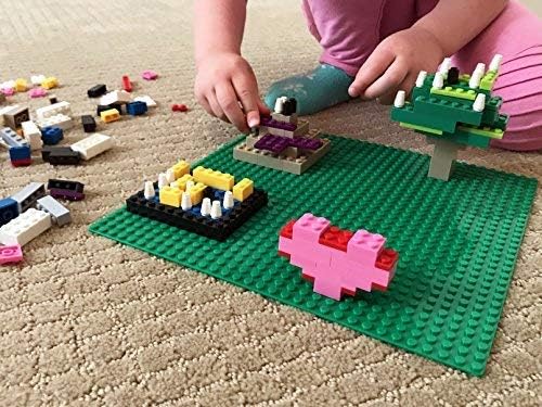 Apostrophe Games Building Blocks Base Plates Compatible with All Major Brands – 2 Pack, 10-1/16" x 10-1/16" Inches Baseplate for Building Bricks – Durable and Sturdy Baseplates (2X Green)