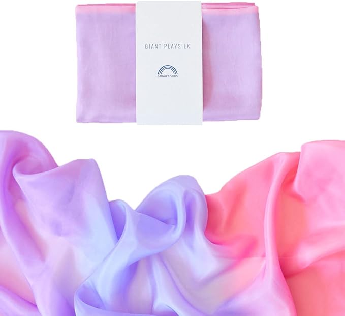Sarah's Silks Giant Playsilk | 100% Silk Toy for Toddlers | Bright Colored Large Scarves for Fort Building and Pretend Play - Blossom