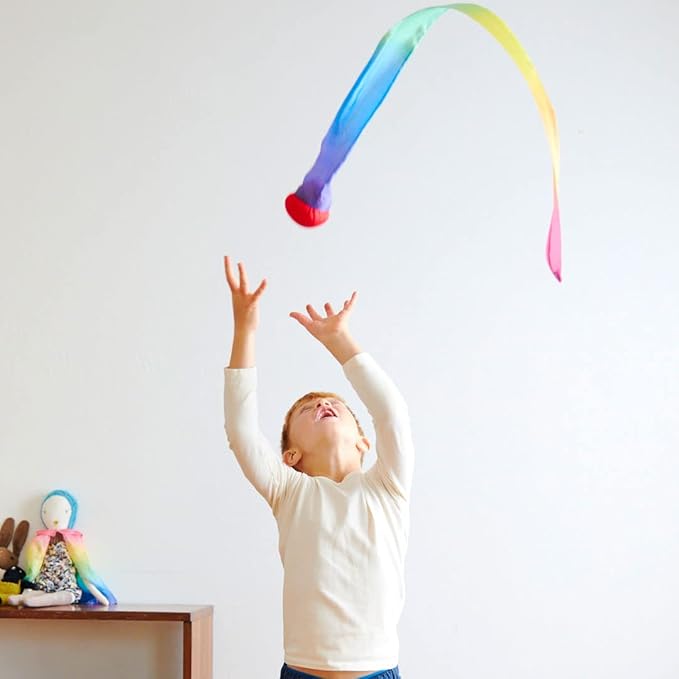 Sarah's Silks - Skytail - Waldorf Toys for Kids, 35" Long, Safe for Outdoor and Indoor Use - Rainbow Comet