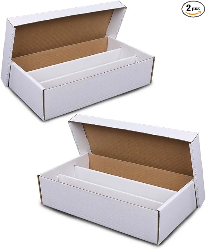 GRAND ORANGE 3000 Count 3 Row Card Storage Box 2 PACK Cardboard Standard Trading & Gaming card Storage Boxes Corrugated Cardboard Storage Box Trading Card Slab Storage Boxes