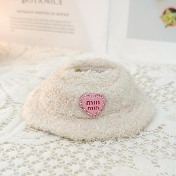 5 Set 17cm Doll Clothes, 17cm Doll Clothing Set, Light Pink Heart-Shaped Velvet hat + Small Water Cup + Glasses + Canvas Shoes(No Doll Included)