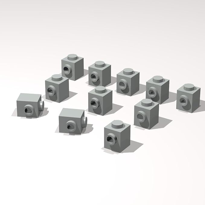Classic Building Brick Bulk, 1x1 with Stud on Side 120 Piece, Compatible with Lego Parts and Pieces: (Color:Light Gray)