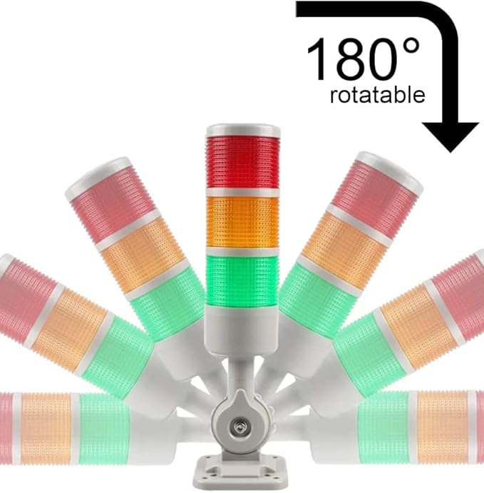 Led Signal Tower Stack Lights, Industrial Signal Warning Column Tower Lamp Andon Lights with Rotatable Base, Steady Flashing Light Switchable,12V 24V DC(1-Layer, with Buzzer)