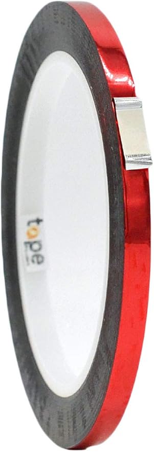 WOD MPFT2 Red Metalized Polyester Mylar Film Tape with Acrylic Adhesive, 1/4 inch x 72 yds. Vibrant Mirror Red Tape, Decor Tape for Detailing Accent Wall, Graphic Arts, Car and Boat Trim