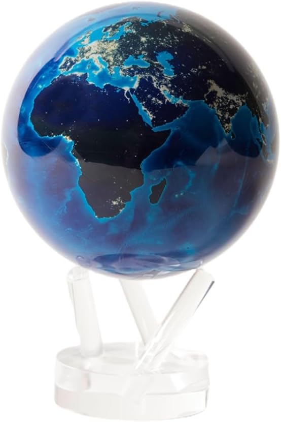 MOVA Globe – Earth at Night (4.5”) | Rotating Globe Powered by Light, No Batteries or Cords | City Lights Satellite Imagery | Unique Gift or Modern Desk Decor