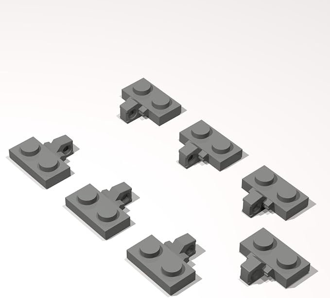 Classic Building Hinge Plate Bulk, 1x2 Locking with 1 Finger on Side with Groove 100 Piece, Compatible with Lego Parts and Pieces: (Color:Dark Gray)