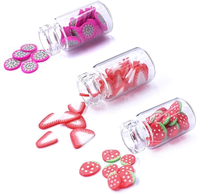 HKLMRO 30PCS Cute Miniature Dollhouse Food Jar Glass Bottle 1:12 Pretend Play Doll House Kitchen Decoration 1:6 Lovely Mini Fruit Simulation Scene Candy Snack Model Game Party Toy for Adults Teenagers