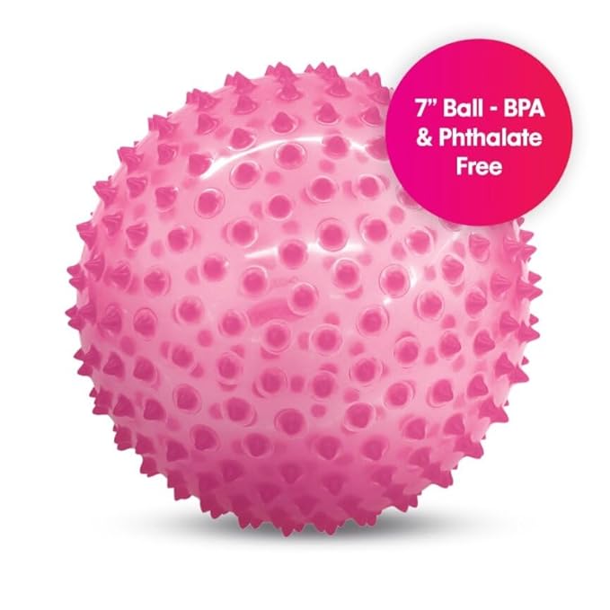 Edushape Original Sensory Ball - 7" Transparent Pink Baby Ball for Gross Motor Skills Development (6 Months & Up)