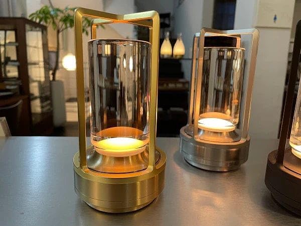 Klarako Crystal Lantern Lamp – Modern Cordless Rechargeable Bedside & Outdoor Light, Portable Wireless Lamp – Dimmable Touch Control – Luxury Living Room & Hotel-Style Lighting (Gold, 1-Pack)