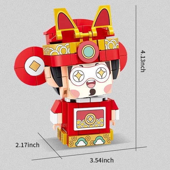 Chinese Style Fashion Building Block Set Chinese Traditional Elements Home furnishings Children's Educational Toys Gifts Suitable for Children Over 6 Years Old Boys and Girls (The God of Wealth)