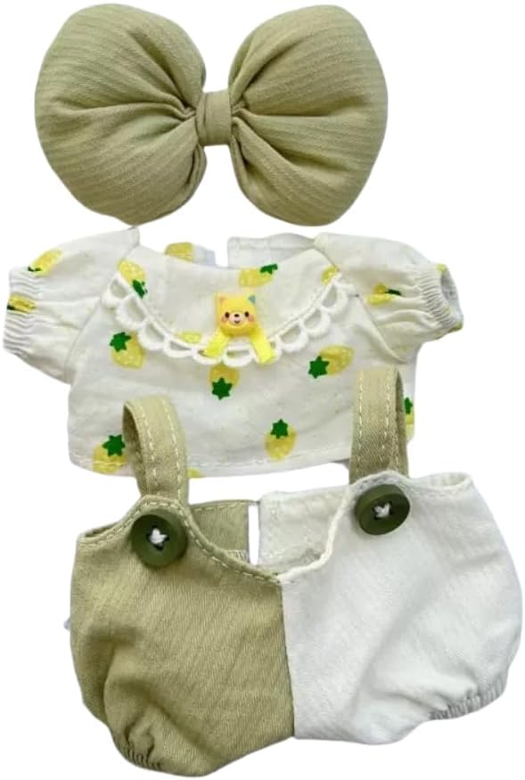 Luxury Chic Doll Clothes Set with Elegant Dress, Shirt, Bow & Necklace - Premium Outfit for Dress Up, Collecting & Gift Giving - Perfect for Kids, Doll Collectors & 18 Dolls (3-17cm)