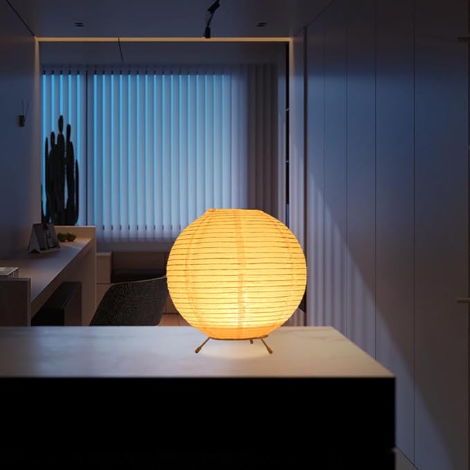 Battery Operated Lamp Bedside Table Lamp Paper and Chrome Standing Lamp Room Decoration Festival Lantern Light Nightstand Desk Lamp Bedroom Dresser Living Kids Room College Dorm Coffee