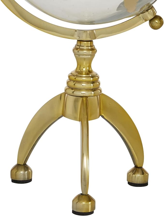 Deco 79 Aluminum Globe with Tripod Base, 5" x 5" x 13", Gold