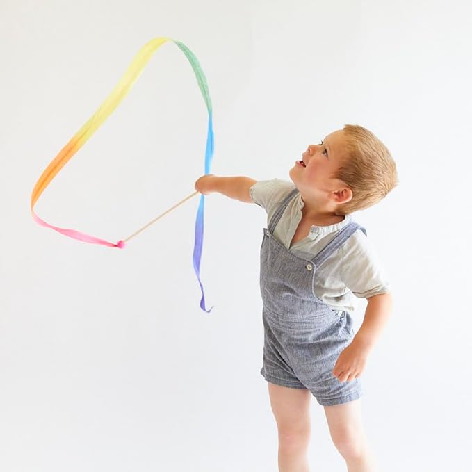 Sarah's Silks Pink Rainbow Streamer | Ribbon Dancer Toy