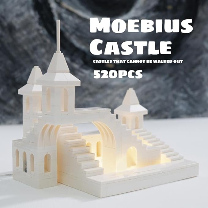 AIYIMUSIDEEN White Moebius Castle Building Block，Architecture Building Blocks Suitable for Adults