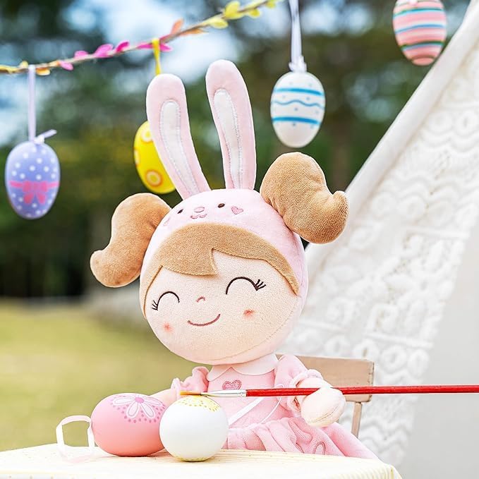 Gloveleya Personalized Doll with Embroidered Name - Pink Bunny Custom Plush Doll for Girls Cute Plush Doll Customized Gift - Muñecas de Trapo Personalizadas para Niñas