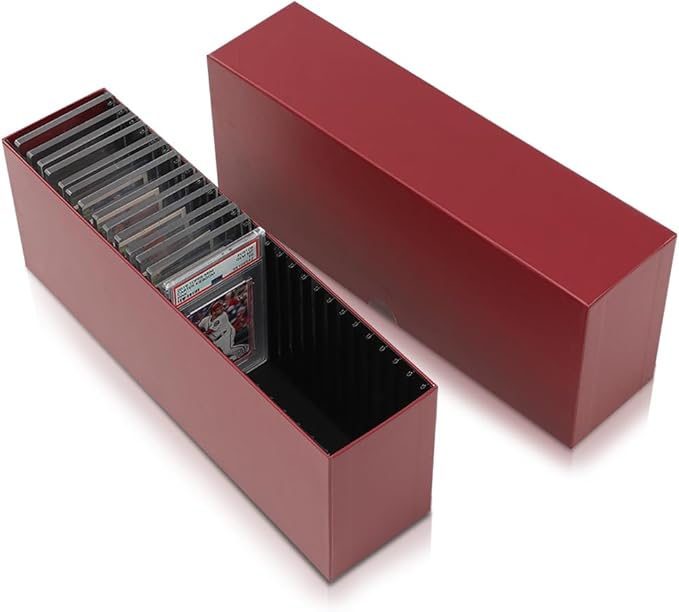 GRAND ORANGE Slotted Graded Card Boxes Slat Storage Boxes Red Hold 26 PSA Graded Cards