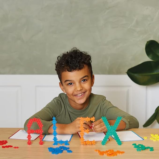 PLUS PLUS - Learn to Build ABC & 123 - 400 Pieces, 40 Flash Cards - Construction Building STEM / STEAM Toy, Interlocking Mini Puzzle Blocks for Kids